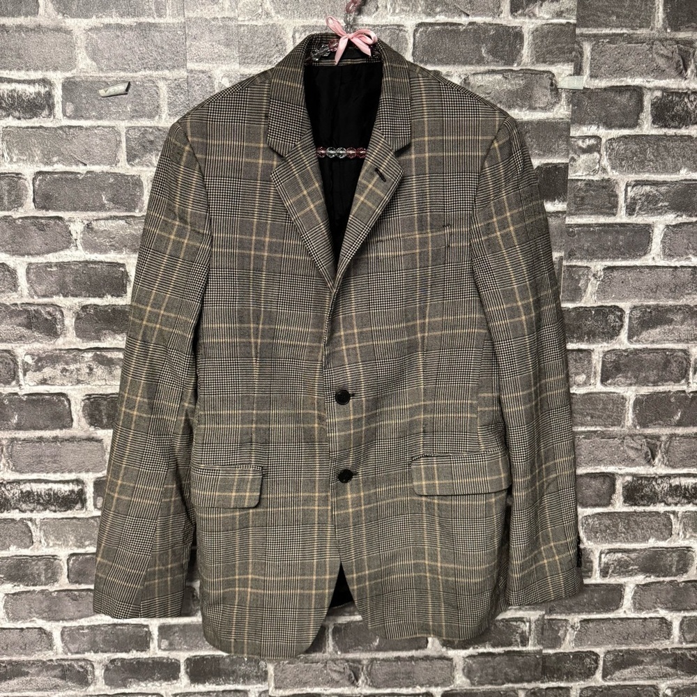 Valentino single breasted blazer jacket black white houndstooth 100% wool